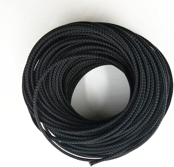 PET Expandable Braided Cable Sleeve Black 1/8 Inch x 100 FT