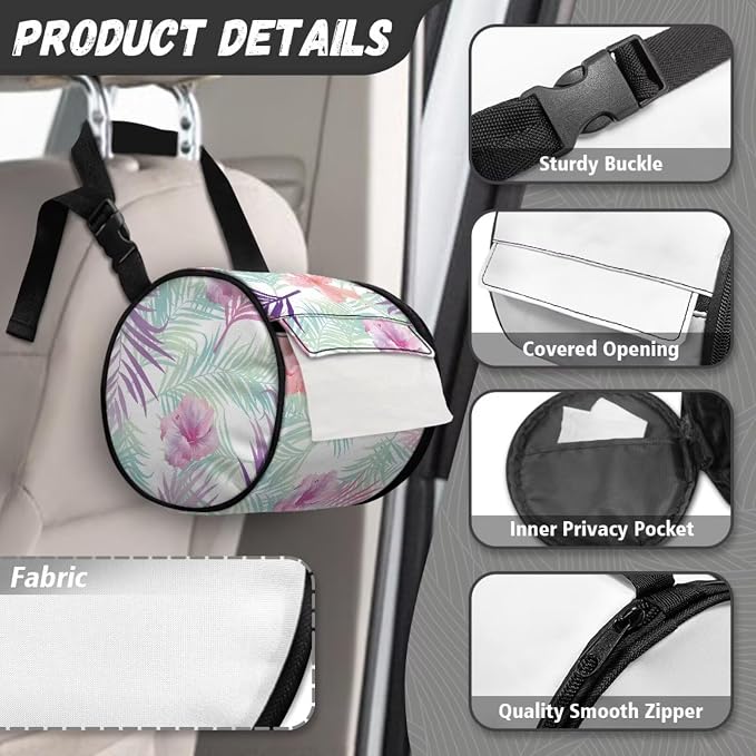 Modern Kitchen Bathroom Hanging Toilet Paper Tropical Leaves Tissue Holder Wall Mounted Tissue Towel Roll Holder with Adjustable Strap Easy Installation