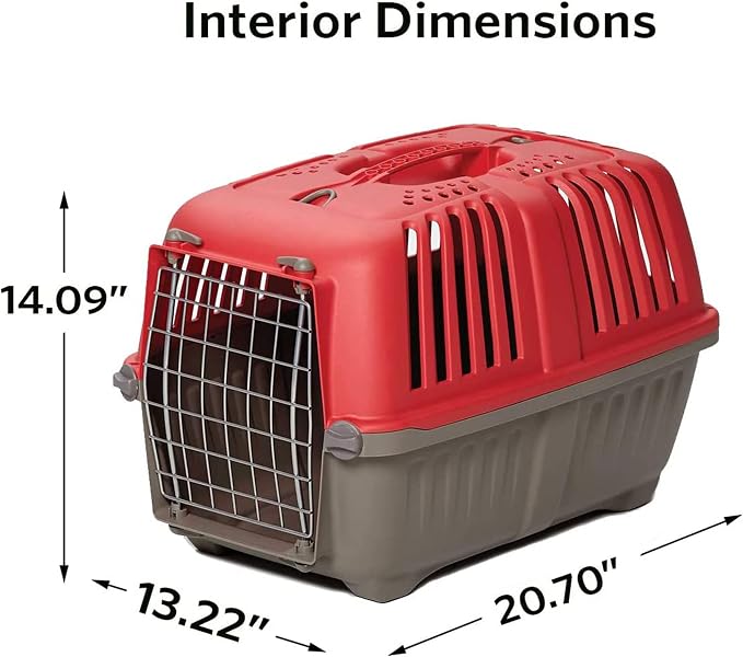 MidWest Homes Spree Travel Carrier, 22-Inch, Small Pet Crate | Hard-Sided Pet Carrier, Steel Door, Ventilated Design, Locking Tabs, Easy Assembly