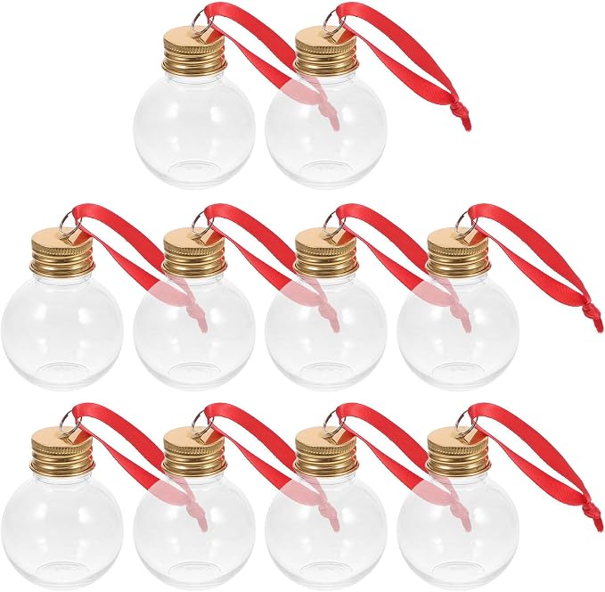 SOIMISS 10pcs Golden Bulb Shape Candy Bottles Made of Pet, Fillable and Leak-proof Juice Storage Bottles for Party Hanging Decors and Holiday Event Supplies
