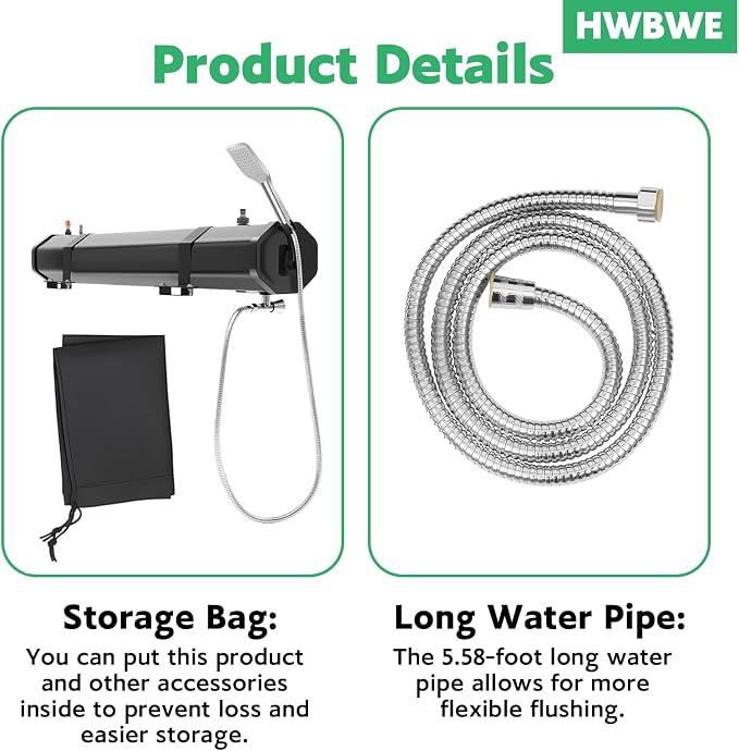 Pressurized Water Tank for Camping Shower, 7.93Gal Portable Camping Showerhead Handheld with Storage Bag, Roof Rack Shower for Hiking, Car wash, Pet Cleaning, Beach Vacations