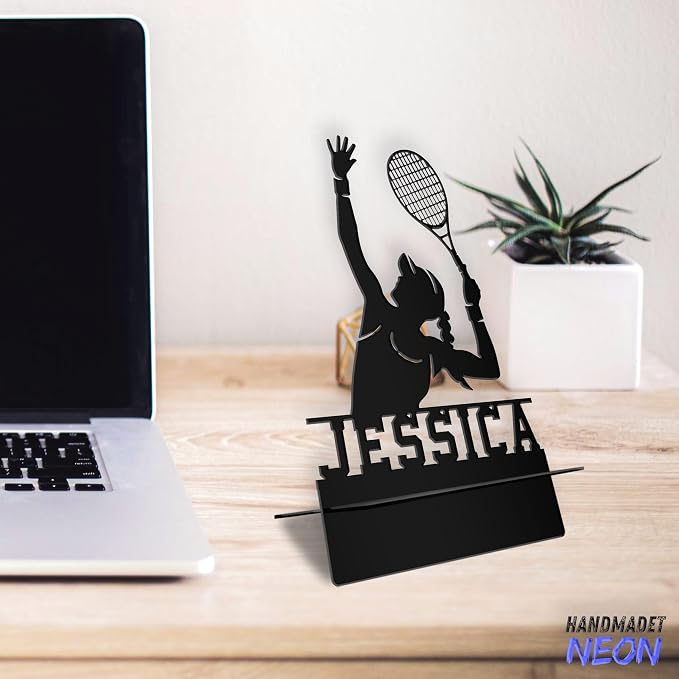 Personalized Tennis Serve Phone Holder, Custom Name Metal Desk Stand, Athlete Accessories Dock, Tablet, Smartphone Display Stands, Gifts for Fans, Sport Lovers, Teens, Christmas