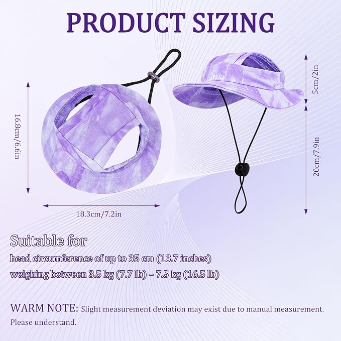 Cat Hats for Cats Only, Cat Sun Hat Sphynx Hat with Ear Hole Kitten Headwear Sun Sombrero Caps Summer Cat Cowboy Hats, Pet Chihuahua Sunscreen Baseball Outdoor Cap,Purple