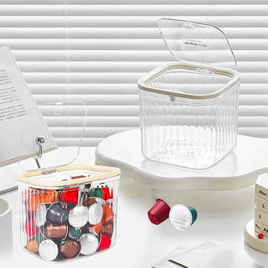 Mini Clear Coffee Pod Holder with Lid-Small Food Storage Organizer Bins-Clear Plastic Bins for Pantry, Kitchen-Cabinet Organization and Storage (3.2L/0.8 Gallon)