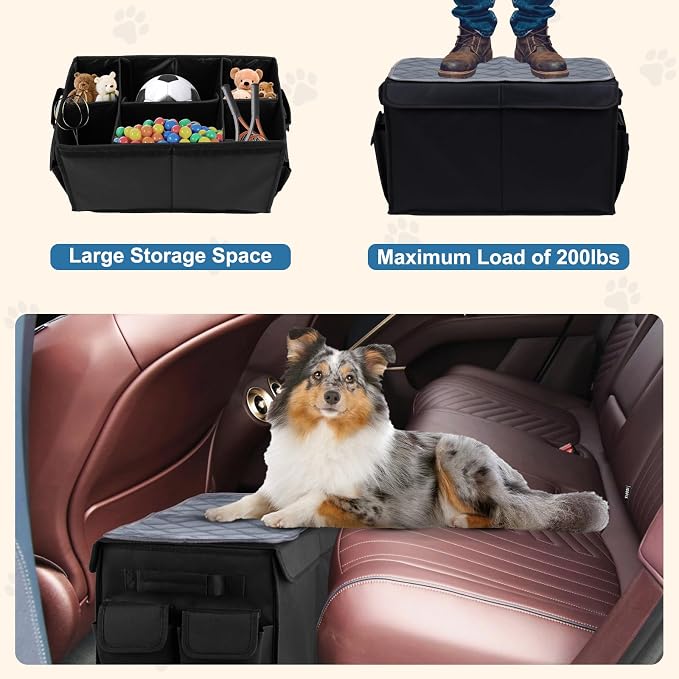 Dog Seat Extender for Dogs with Washable Pee Pads,Back Seat Extender for Dogs up to 120LBS,Large Dog Extender with Storage Car Organizer Gap Filler for Front or Back Seat