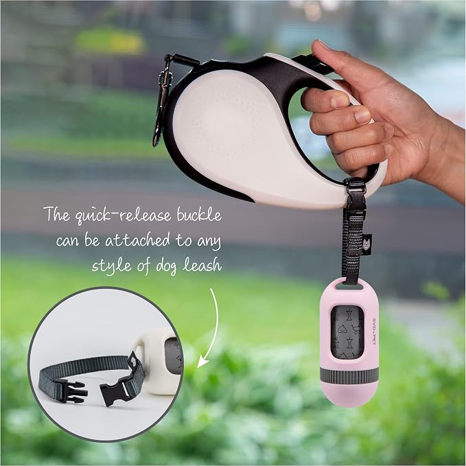 SVD.PET Dog Poop Bag Dispenser, Waste Bag Retractable, Primrose Pink | Portable Poop Bag Holder, Fits Any Dog Leash, Leak-Proof Bag Starter Roll Included, Dog Walking & Travel Accessory