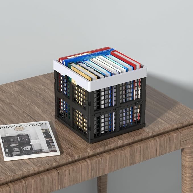 18 L Collapsible Milk Crates, Plastic Stackable Storage Crate, 3-Pack