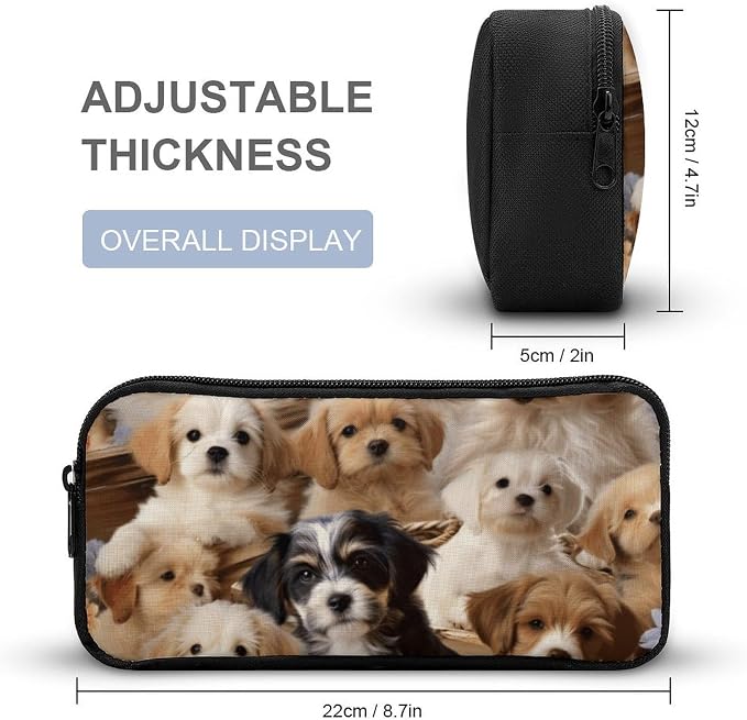 Cute Pet Dogs Cute Aesthetic Pencil Case | Pen Bag for Women Big Capacity Pencil Pouch, Portable Makeup & Stationery Organizer for Office Travel