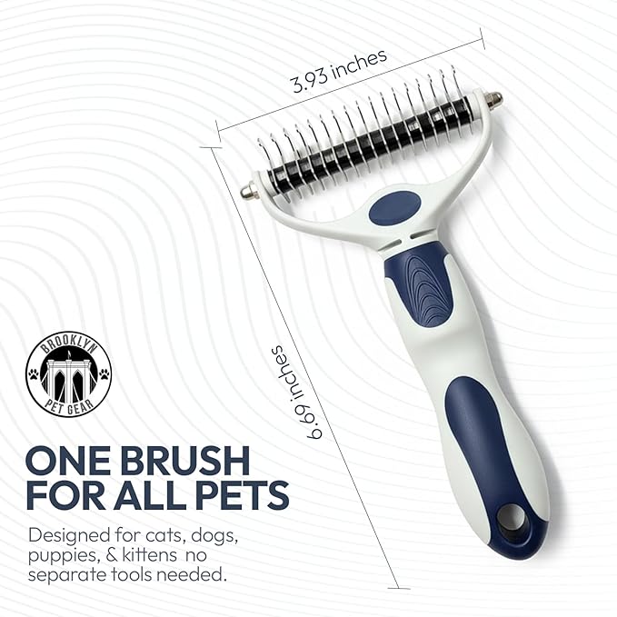 BPG Pet Grooming Tools for Dogs & Cats- 2 in 1 Dual Sided Undercoat Rake for Dogs Heavy-Duty Non Slip Grip Deshedding Comb Skin Safe with Ergonomic Handle to Reduce Shedding
