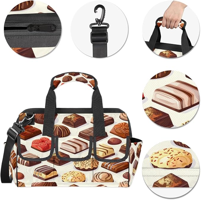 Chocolate Heavy Duty Tool Bag 14.8 Inch Food Portable Soft Tool Box Organizer Storage with Adjustable Shoulder Strap