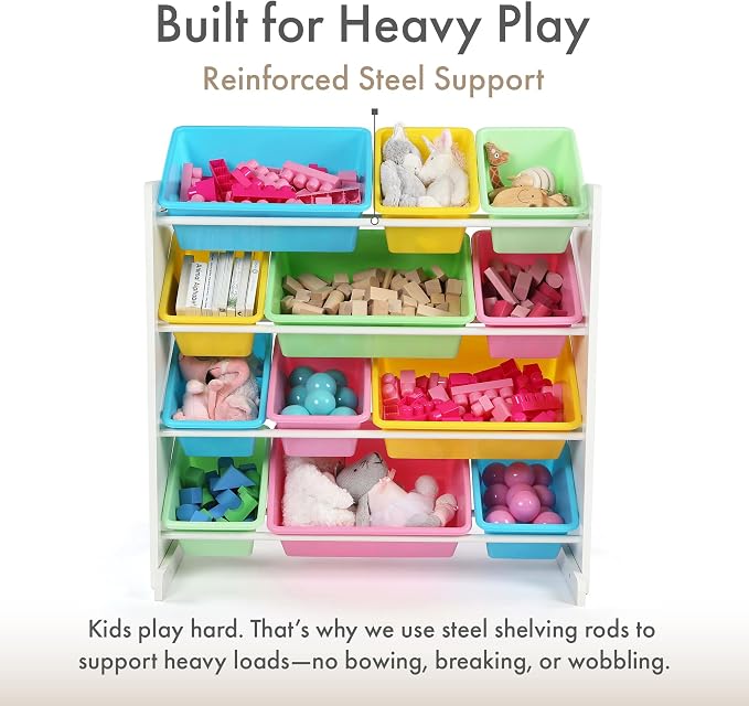Humble Crew Kids Toy Organizer with 12 Bins, 4 Tier Storage for Playroom