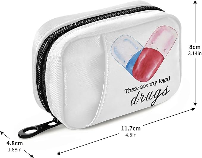 Pill Organizer My Legal Drugs Pill Box 7 Day Pill Case Bag Travel Pill Organizer Bag with Zipper Portable Weekly Case Compact Size for Vitamin Supplement Holder