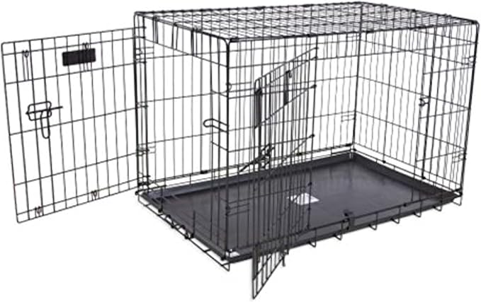 Precision Pet Products Two Door Provalue Wire Dog Crate, 42in | 5 Point Locking System for Pets 70 to 90 lbs, Folds Flat, No Assembly