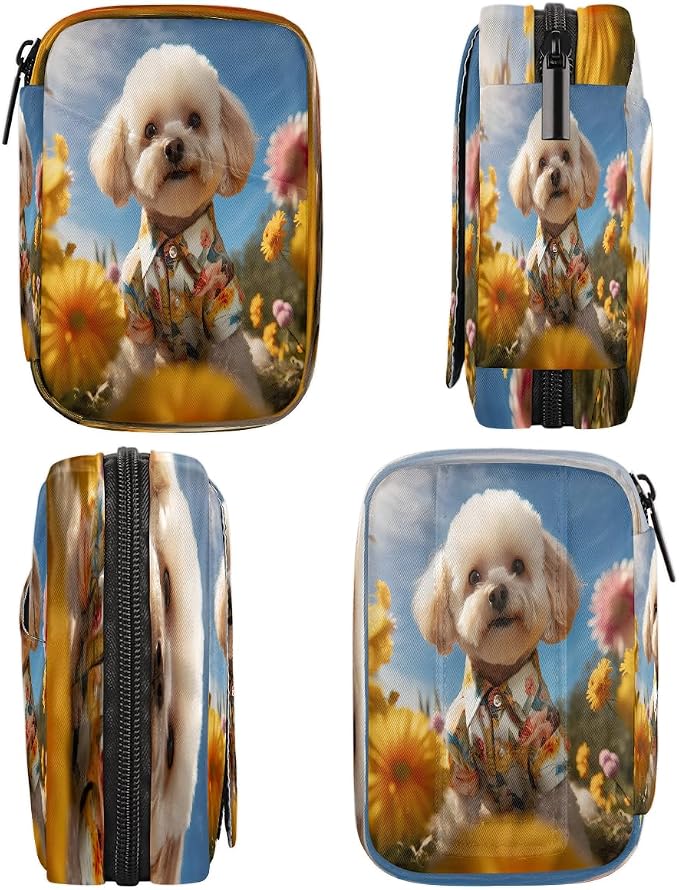Pill Organizer Box Pet Dog Flower 7-Day Weekly Medicine Pill Case Travel Pill Container Portable Pill Holder Storage Purse Bag Small Compact Size for Vitamin Supplement Birth Control