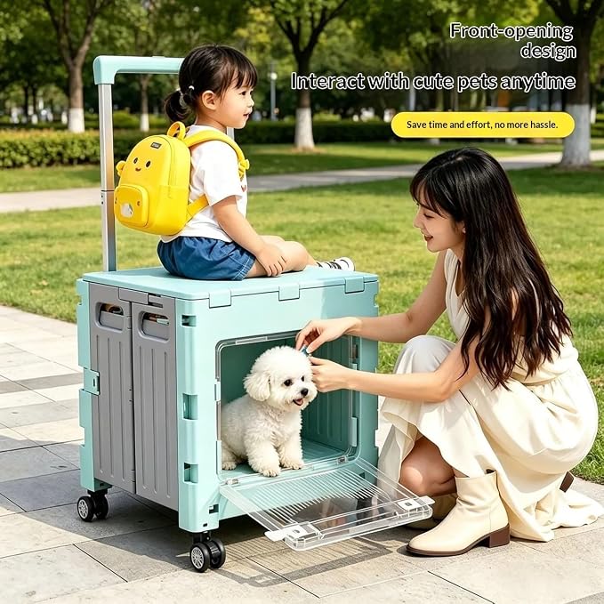 Foldable pet Shopping cart, 4-Wheel Enlarged Swivel Wheels, Large Capacity Aviation Box Shopping cart