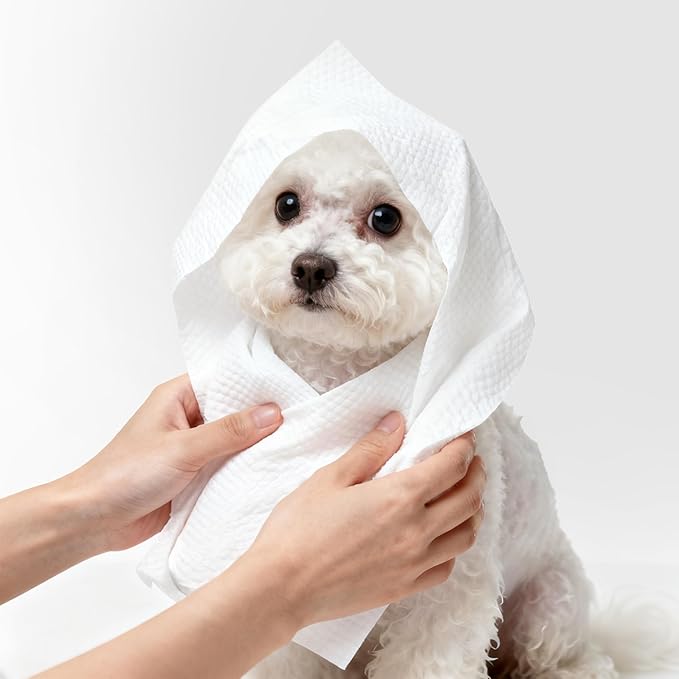 PWP1007A-3SET Dog Bath and Grooming Towels, Ultra-Absorbent & Soft Pet Wipes for Paws, Body and Butt, Hypoallergenic & Cruelty-Free, Alcohol-Free, 5.1" x 7.1", 3 Count