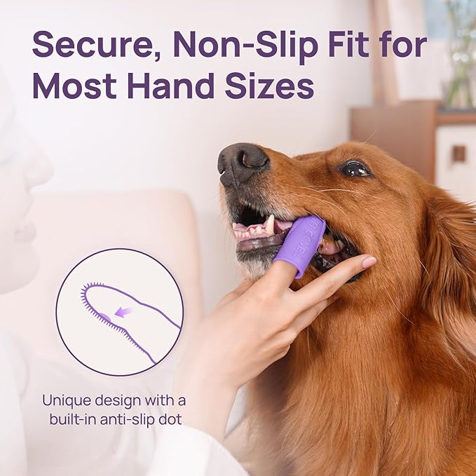 HICC PET Dog Toothbrush, Anti-Slip Dog Tooth Brushing Kit, Dog Finger Toothbrush for Plaque and Tartar Cleaning, Dog Teeth Cleaning for Small & Large Pets, Safer & Softer Liquid Silicone, 2-Pack