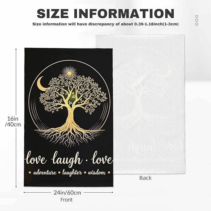 Tree Moon 2Pcs Kitchen Towels Live Laugh Love Life 16X24 Inch Ultra Soft Tea Towel Super Absorbent Terry Dish Towels for Kitchen Linens