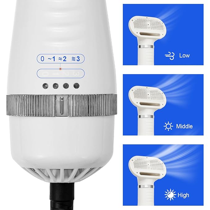 3-in-1 Pet Hair Dryer Brush for Dogs & Cats – Portable Blower & Slicker Brush, Adjustable Temperature, Overheat Protection