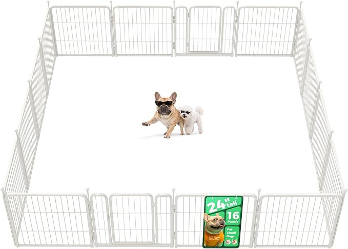 FXW Rollick Dog Playpen, Indoor, Yard & RV Camping, 24" H, 16 Panels | Easy setup, Heavy-duty, DIY layouts, Walk-through gate, for Puppies & Small Dogs, Patented