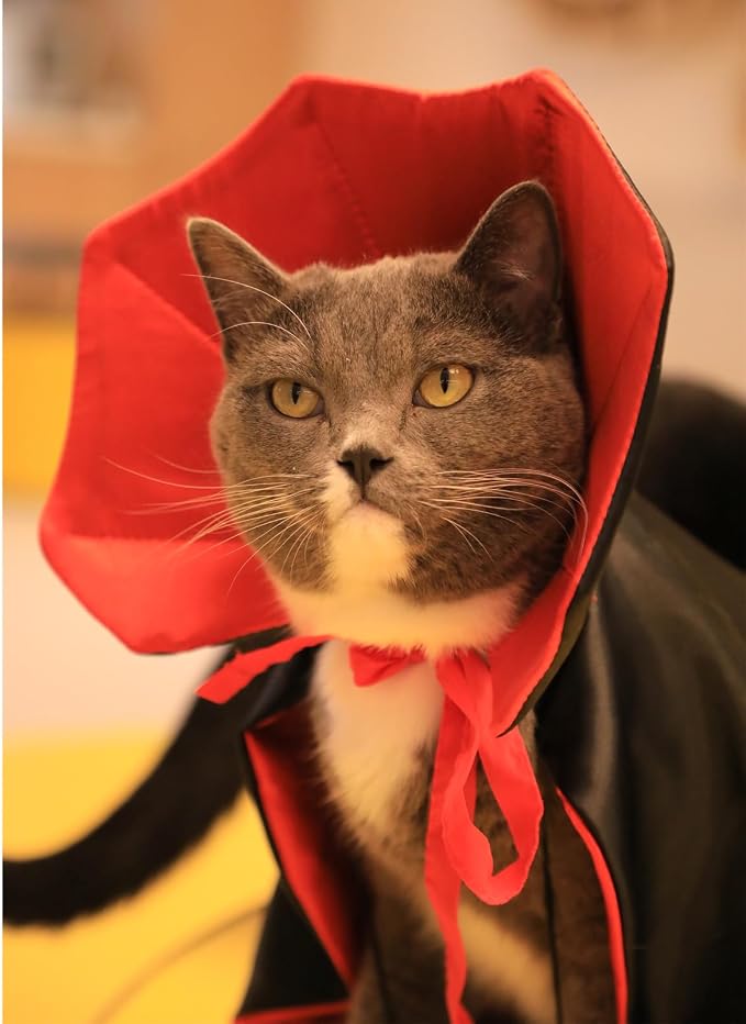 Dog Cat Vampire Cloak Costume for Small Medium Large Dogs Cats, Halloween Dog Costumes Cat Vampire Cloak
