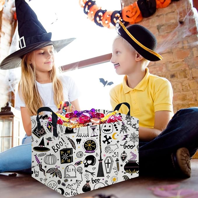Halloween Ghost thriller basket,Empty Halloween basket,Horror and thriller decor,Trick or Treat Box for Boys and Girls,Horror decor(Magic Halloween)