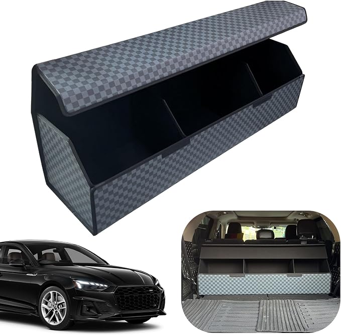 Car Trunk Organizer for For Audi S4 - Custom Fit,Easy Installation，Large Space Outdoor Trunk Organizer with Leather,Hook and Loop Fastener,4-Layer Cover,For Audi S4 2010-2016