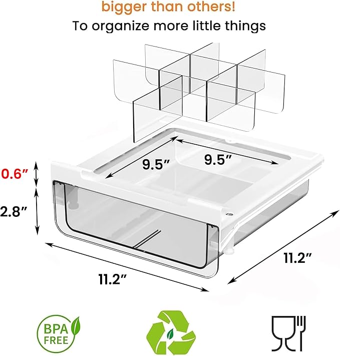 Compact-depth Under Shelf Basket Organizer, Under Shelf Storage Drawer Pull Out, Under Cabinet Basket Hanging Holder for Cupboard Cabinet Pantry Kitchen, Add-on Space Saver