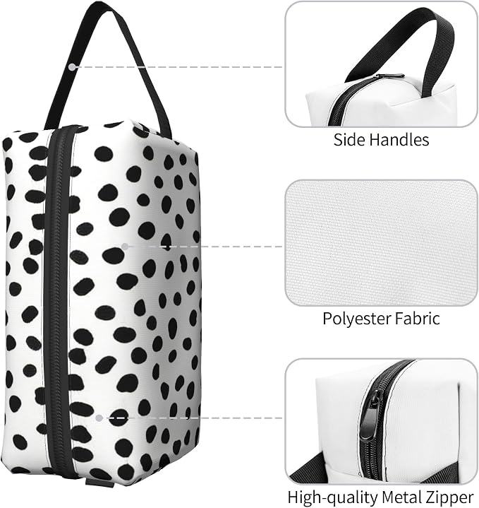 Black & White Dalmatian Spot Makeup Bag - Durable 600D Oxford Fabric Travel Cosmetic Bag, Shockproof Foam Padded Toiletry Organizer for Gym & Daily Use 10x6.2x4.9 Inch