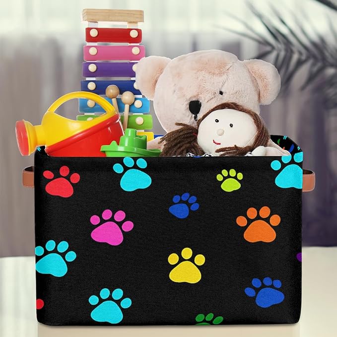 Colorful Paw Print Storage Basket Cube Animal Dog Cat Storage Basket Bins