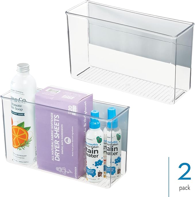 iDesign Magnetic Large Clear Plastic Organizer Bins, 2-Pack | Laundry Room Storage
