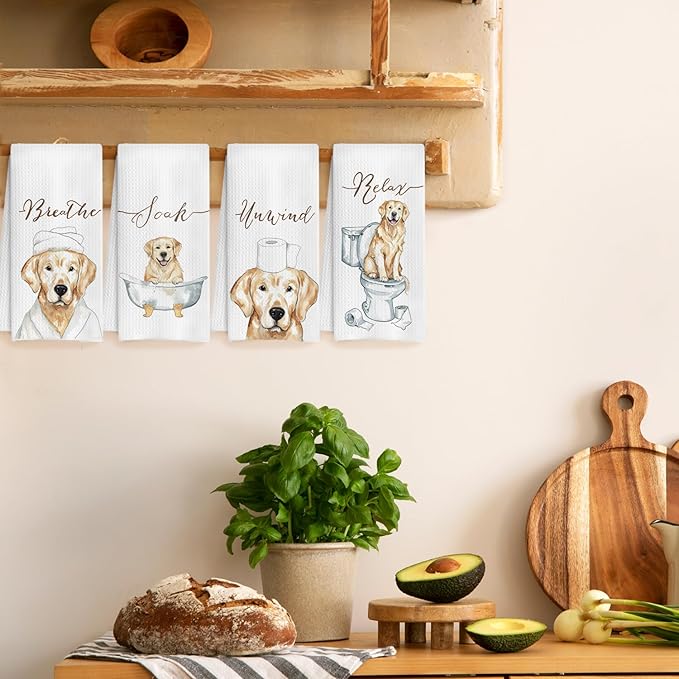 Golden Retriever Gifts Hand Towels Set of 4, Golden Retriever Gifts for Lovers Women, Dog Decor Hand Towels for Bathroom,16x24 Inches
