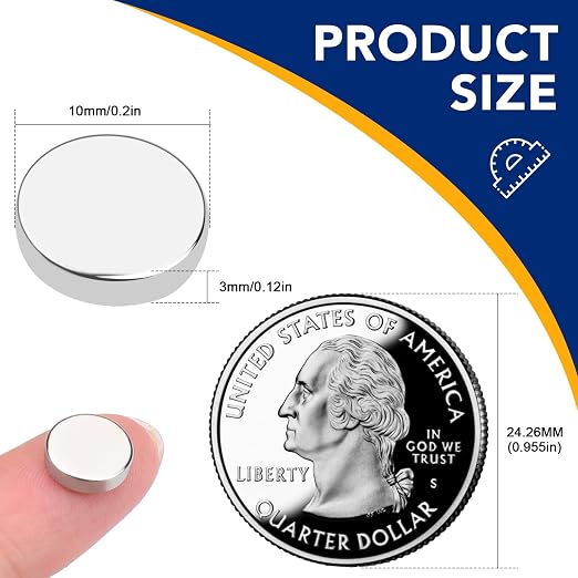 DIYMAG 50Pcs Small Refrigerator Magnets, 10x3mm Round Rare Earth Magnet | Mini Tiny Neodymium Strong Magnets for Crafts, DIY, Fridge, Miniatures, Whiteboard, Office, Kitchen, Dry Erase Board
