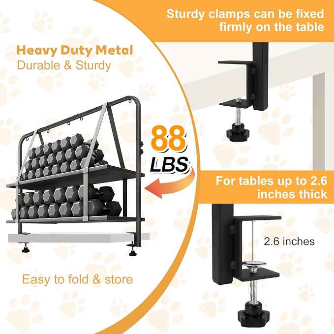 Adjustable Pet Grooming Arm with Clamp for Small & Medium Large Dogs,58" | Dog Grooming Arm,Grooming Loop & No Sit Haunch Holder Dog Grooming Station with Clamp for Home Use,Nail Trimming & Drying