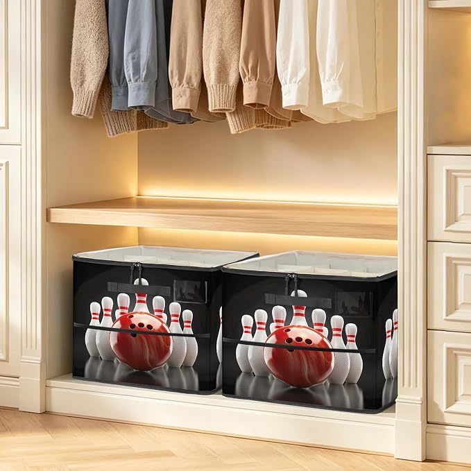 TropicalLife Bowling Ball Shoe Organizer for Closet | Foldable Shoe Storage Box Bin 16-32 Pair Shoe Storage for Sneakers, Boots & Heels with Adjustable Dividers, Clear Cover