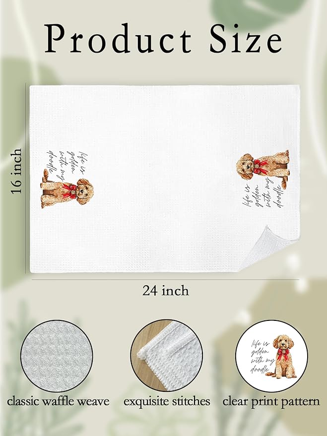 Goldendoodle Hand Towels for Bathroom - Golden Doodle Kitchen Dish Tea Towels, Goldendoodle Poodle Dog Mom Gifts for Women, Golden Doodle Gifts for Mothers Day/Christmas