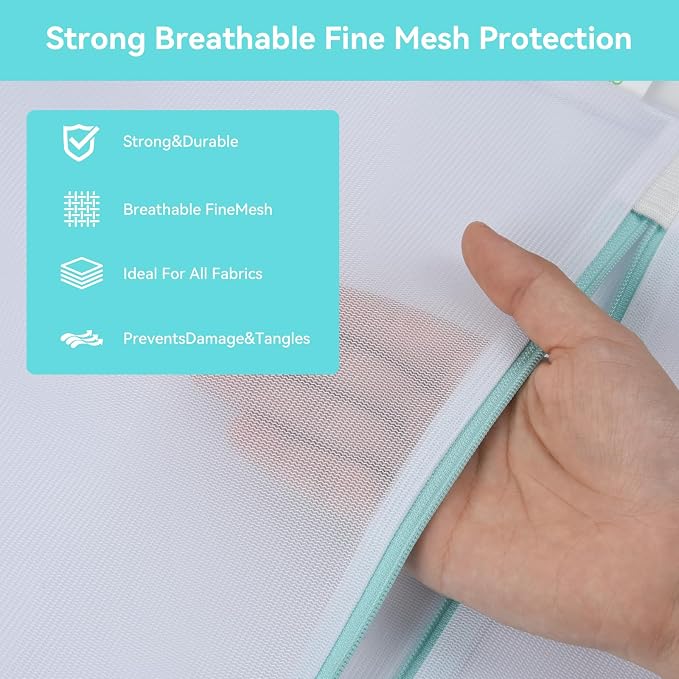 OTraki Mesh Laundry Bag for Delicates 20x24 inch Mesh Wash Bag for Washing Machine Zippered Net Laundry Bag for Bra Underwear College Dorm Home Don't Drying, Melting 140-176℉ White | Zippered Net Laundry Bag for Washing Machine Wash Bag for Bra Underwe...