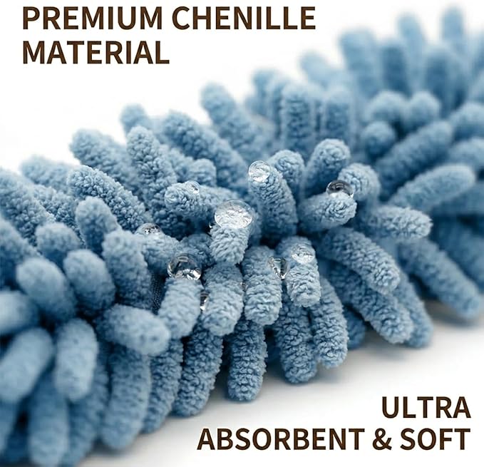Cute Dog Chenille Hand Towel, 3D Fuzzy Puppy Hangable Ball Hand Towel Microfiber Super Soft Absorbent Bathroom & Kitchen Towels with Hanging Loop, Can Be Placed on the Sink Countertop (Blue)