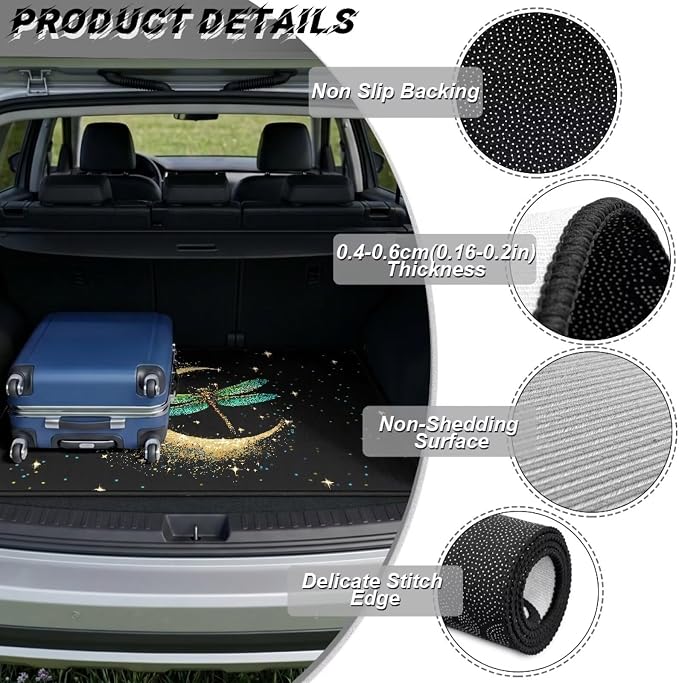 Moon Dragonfly Cargo Liners for SUV Truck Van – Non Slip Rear Trunk Mat & Dustproof Cargo Cover for Dogs & Pets – East Clean Install