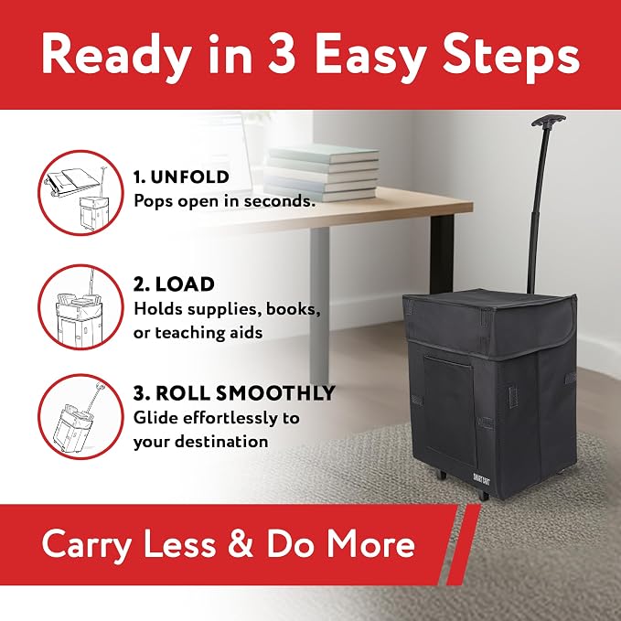 dbest products Smart Cart Rolling Multipurpose Collapsible Basket Scrapbooking Blackout