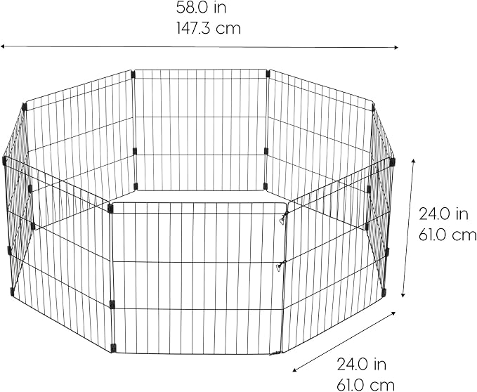 IRIS USA 8-Panel Exercise Pen, Heavy Duty, Black | Indoor Or Outdoor, Rust Resistant Metal, Coated Steel Bars, Durable Wire Design, Folds Flat