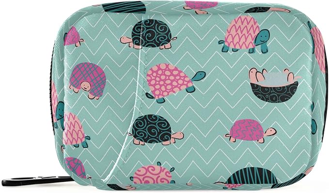 Naanle Swirl Cartoon Turtle Pill Box 7 Day Pill Case Travel Pill Organizer Bag with Zipper Portable Weekly Case Compact Size for Vitamin Supplement Holder Home