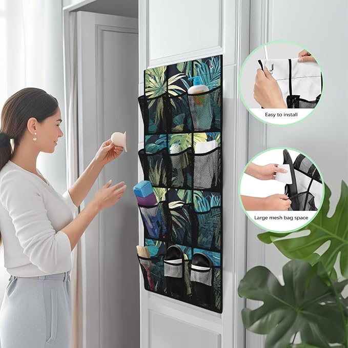 Palm Leaves Over the Door Shoe Organizer,Shoe Organizer Door Hanger,Shoes Hanger Storage Organizer Bag for Bedroom
