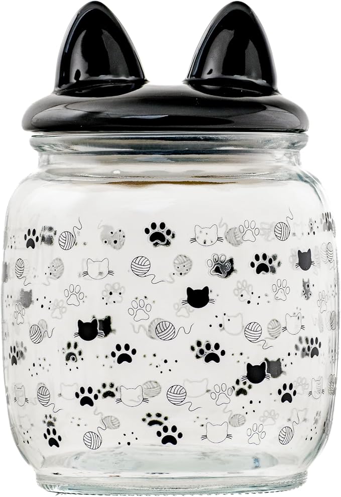 10 Strawberry Street Cat Ears Pet Treat Canister, Black