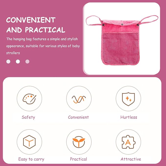 Unomor Universal Linen Stroller Organizer Hanging Bag with Large Storage Capacity and Easy Installation for Outings and Travel, Suitable for Pet and Strollers