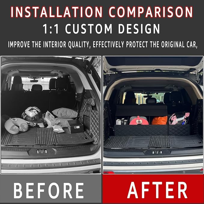 Car Trunk Organizer for For Lincoln MKZ - Custom Fit,Easy Installation，Large Space Outdoor Trunk Organizer with Leather,Hook and Loop Fastener,4-Layer Cover,For Lincoln MKZ 2013-2020