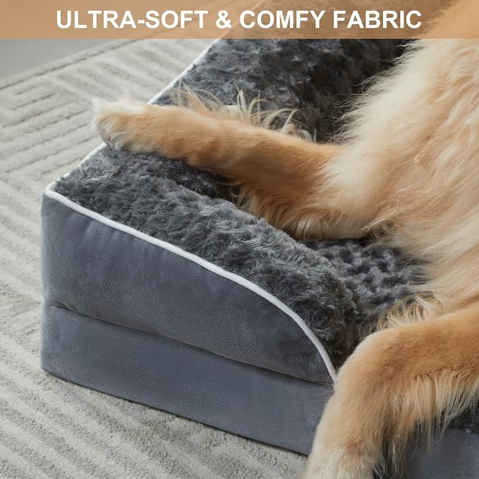 WNPETHOME Orthopedic Washable Dog Bed Large for Senior Dog Cozy Sleep | Waterproof Big Soft Dog Couch Sofa Bed for Dogs Relax with Removable Cover Supportive Comfort Pet Bed Dark Grey 36x27 Inch