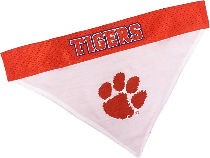 Pets First Collegiate Pet Accessories, Reversible Bandana, Clemson Tigers Size Small/Medium