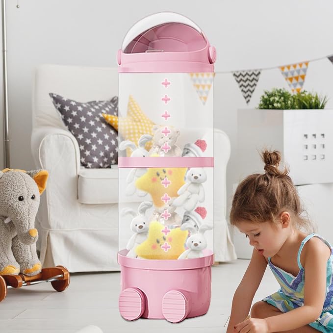 Stuffed Animal Storage Tube Transparent | Kids Plush Doll Clear Storage Tube for Plush Toy Display Storage Organizer Kids Room Nursery Playroom Home Decor Soft Toy
