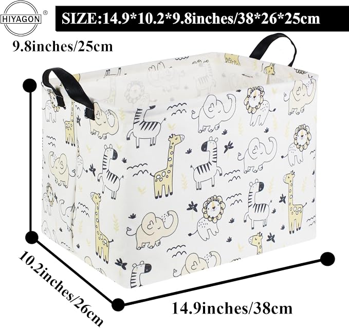 Baby Baskets kids Toy Basket for Boy and Girls Woodland Gift Basket Empty Cute Storage Bin Organizer Box Rectangular Animal Room Decor for Books(Animal)